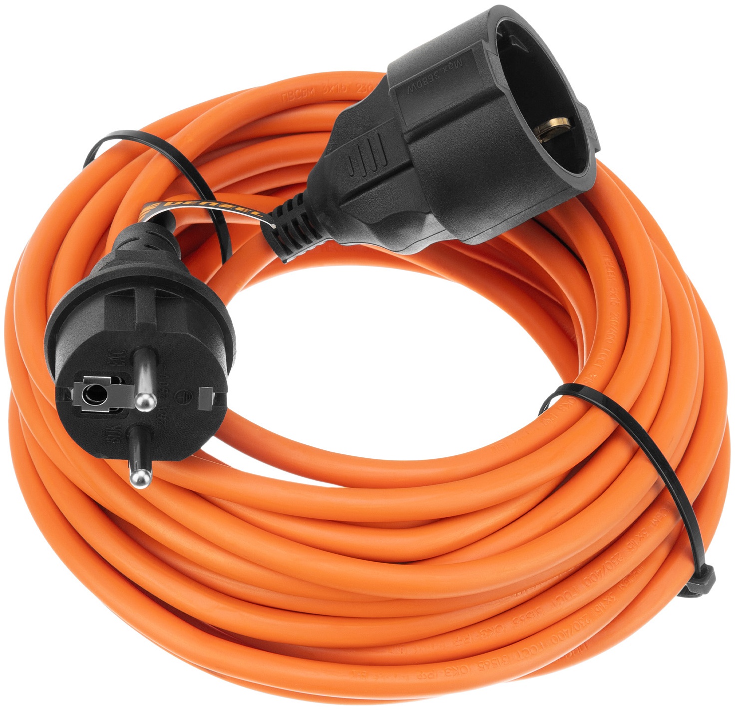 Удлинитель-шнур силовой Garden Series, б/з, ПВС, 10м, 1 розетка, 2 x 1 мм, 3 м Denzel