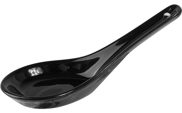 Ложка для мисосупа «Кунстверк»;фарфор;,H=9,L=130,B=48мм;черный