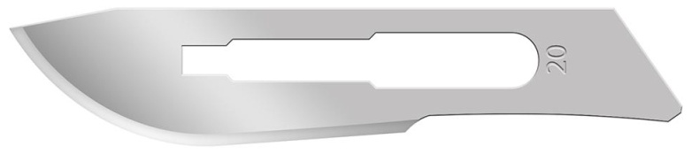 Лезвие для скальпеля из углеродистой стали, №20, 0601-01-20