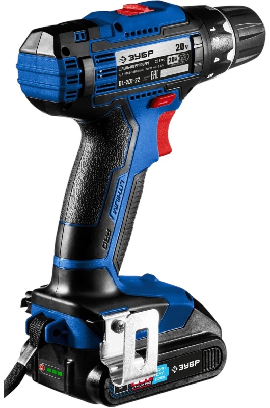 Дрель-шуруповерт аккум. ЗУБР Профи 20В, 2х2.0Ач, 50Нм  (DL-201-22)