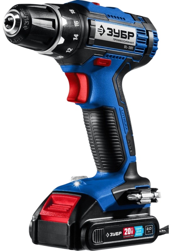 Дрель-шуруповерт аккум. ЗУБР Профи 20В, 2х2.0Ач, 50Нм  (DL-201-22)