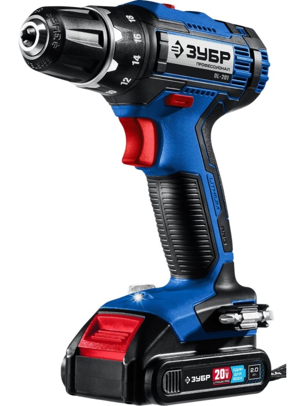 Дрель-шуруповерт аккум. ЗУБР Профи 20В, 2х2.0Ач, 50Нм  (DL-201-22)