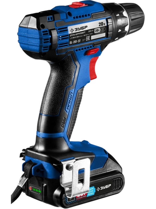 Дрель-шуруповерт аккум. ЗУБР Профи 20В, 2х2.0Ач, 50Нм  (DL-201-22)