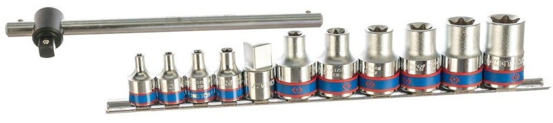 Набор головок 3/8, 1/2,TORX Е-стандарт, E4-E20,вороток,12предм.KING TONY