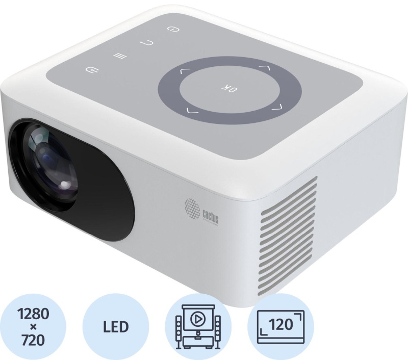 Проектор Cactus CS-PRE.08WT.WXGA LCD 1500Lm ANSI 1000:1 1xHDMI 0.5кг