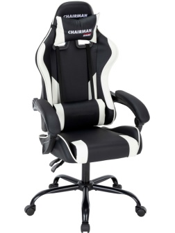 Кресло VT_CHAIRMAN GAME CH41 экокожа черно-белый / металл