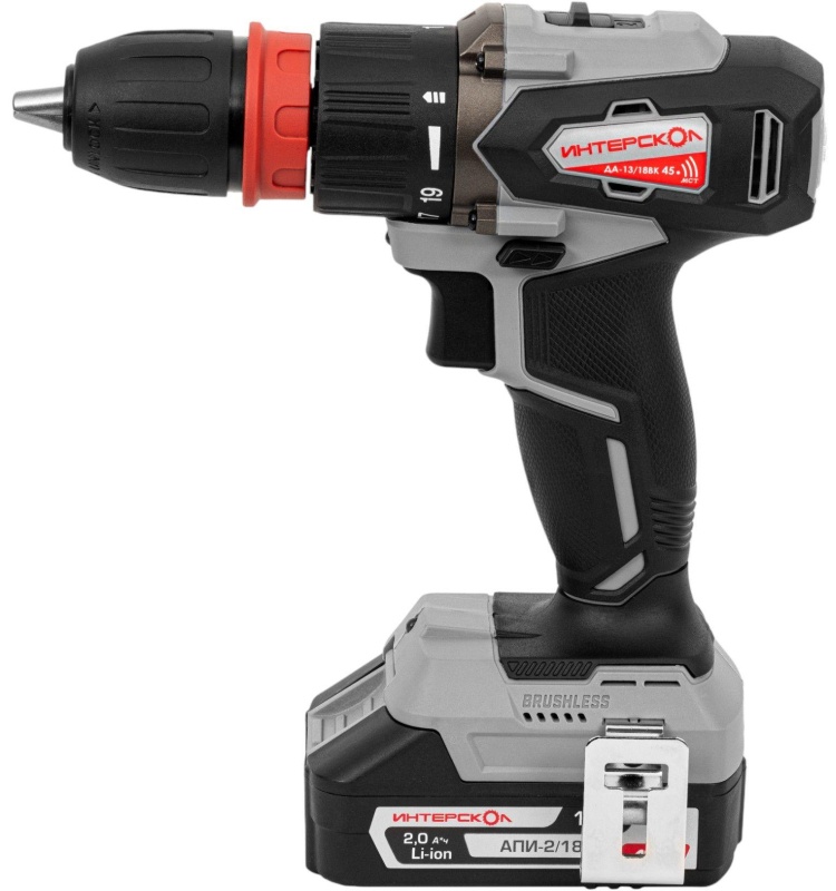 Дрель-шуруповерт акк. ДА-13/18ВК 45 комби(кейс, 2 аккум.,2Ач, патрон 13мм.)