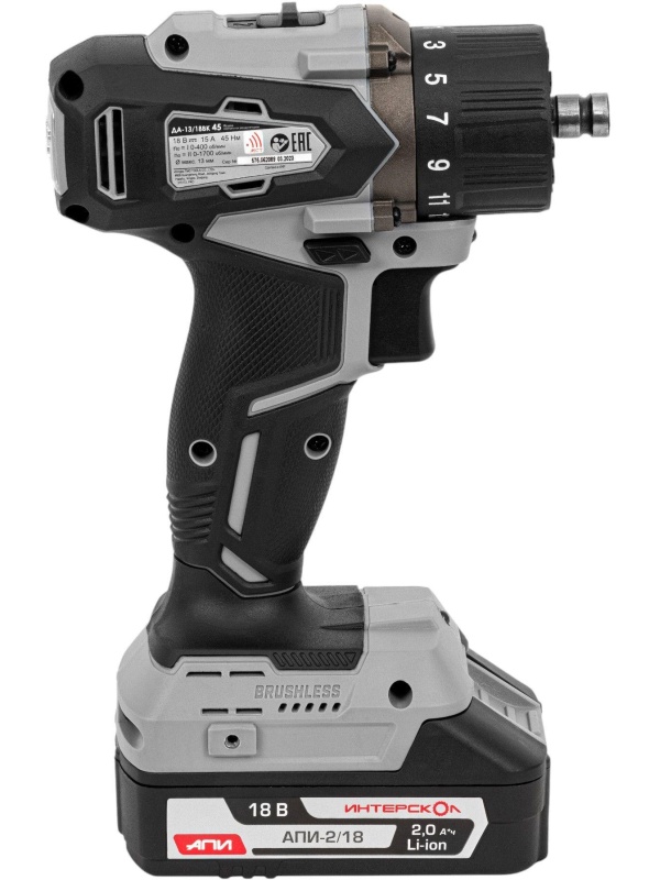 Дрель-шуруповерт акк. ДА-13/18ВК 45 комби(кейс, 2 аккум.,2Ач, патрон 13мм.)