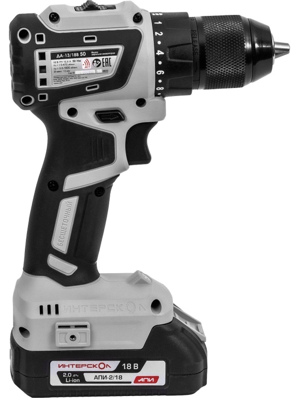 Дрель-шуруповерт акк.бесщеточная(кейс, 2 аккум. 2Ач, ЗУ)ДА-13/18В 50