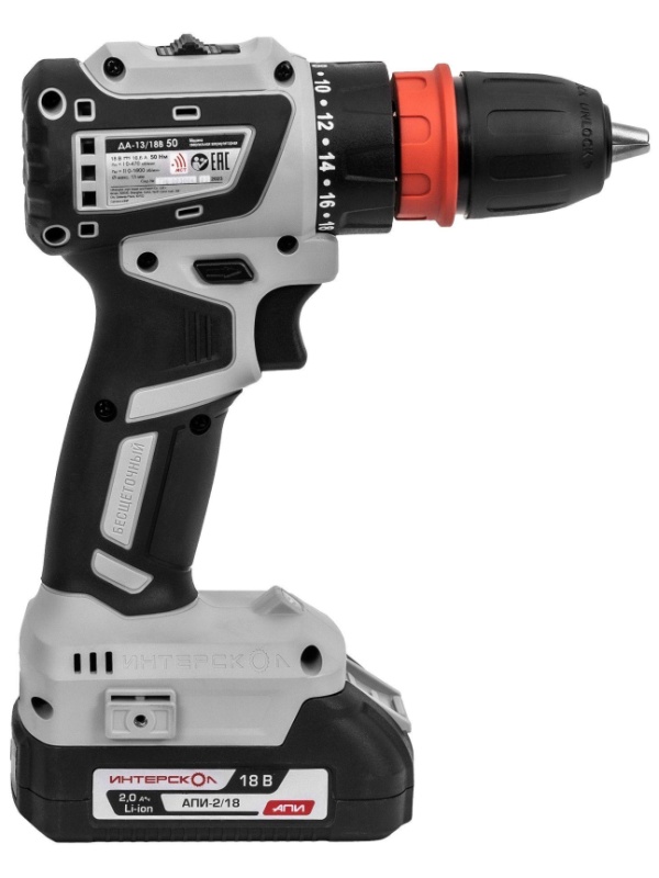 Дрель-шуруповерт акк. ДА-13/18В 50 комби  (кейс, 2 акк., 2Ач, 4 насадки)