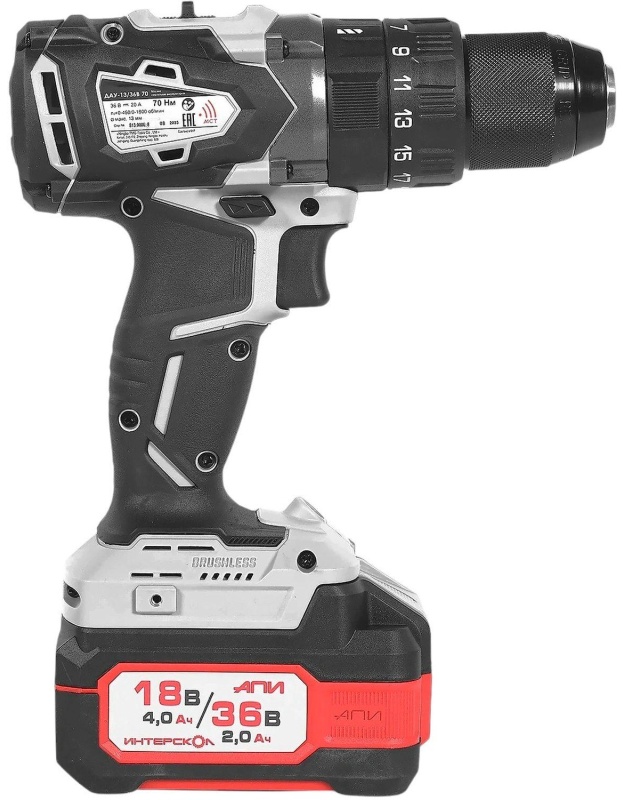 Дрель-шуруповерт ДАУ-13/36В 70 бесщеточная ударн. акк.(кейс,2 акк.2,0Ач,ЗУ)