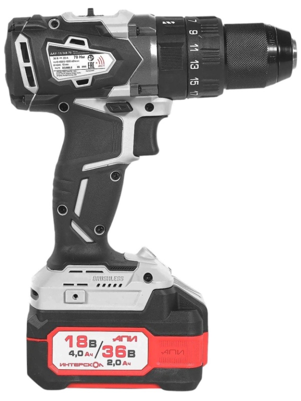 Дрель-шуруповерт ДАУ-13/36В 70 бесщеточная ударн. акк.(кейс,2 акк.2,0Ач,ЗУ)