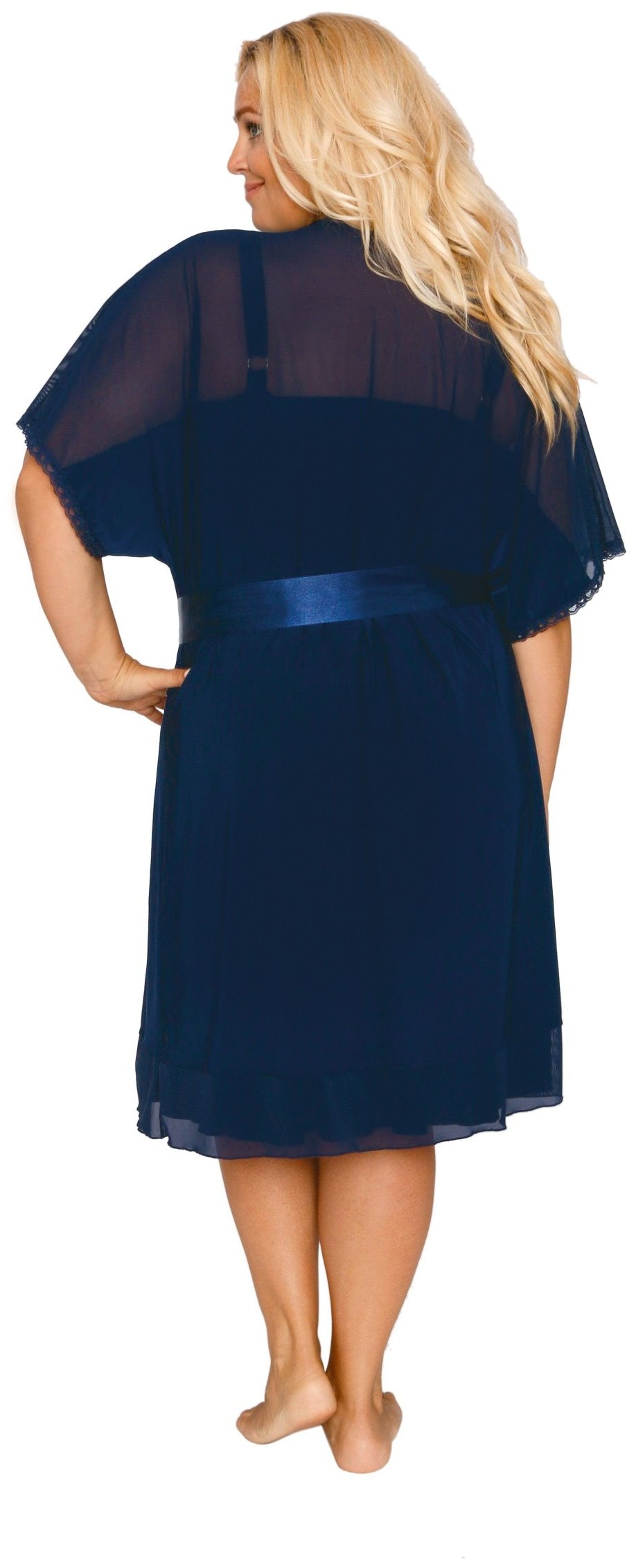 Пеньюар с короткими рукавами и атласным поясом