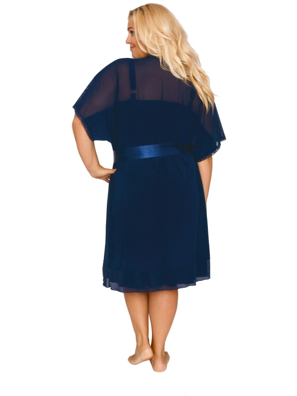 Пеньюар с короткими рукавами и атласным поясом