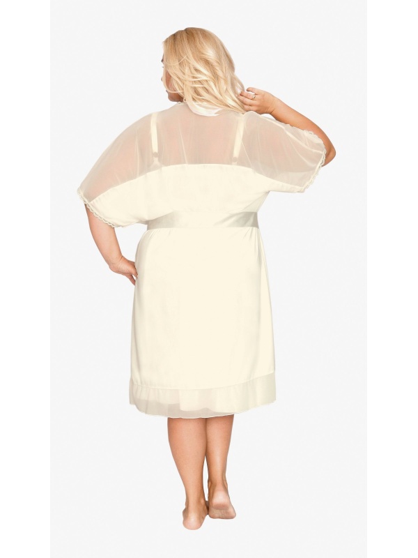 Пеньюар с короткими рукавами и атласным поясом