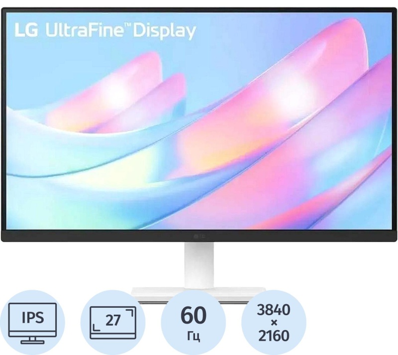 Монитор LG (27US500-W)27/4K UHD/IPS/60Hz/300cd/5ms/HDMI/DP