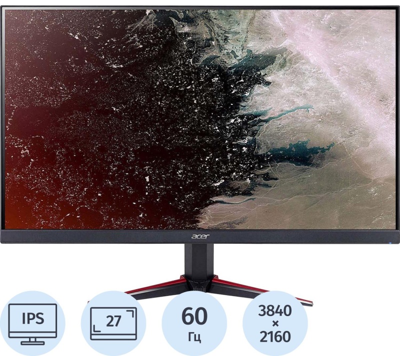 Монитор Acer Nitro(UM.HV0EE.L03)27/4K UHD/IPS/60Hz/350cd/4ms/HDMI/DP
