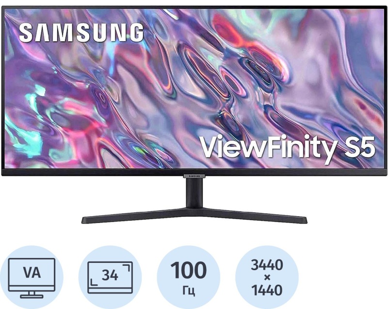Монитор Samsung (LS34C500GAIXCI)34/UWQHD/VA/100Hz/300cd/5ms/HDMI/DP