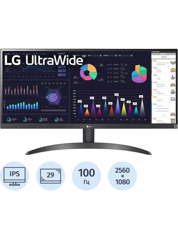 Монитор LG (29WQ500-B)29/UWFHD/IPS/100Hz/250cd/5ms/HDMI/DP
