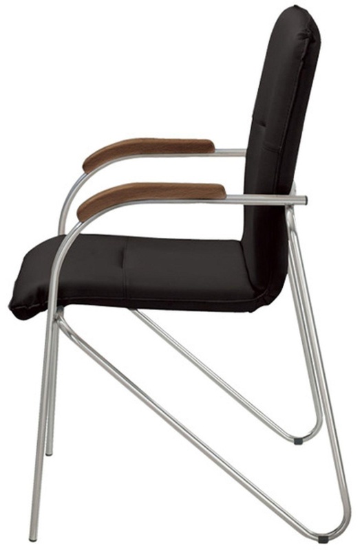 Конференц-кресло UA_EChair SAMBA Chrome к/з черный/орех (V-4 1.031)