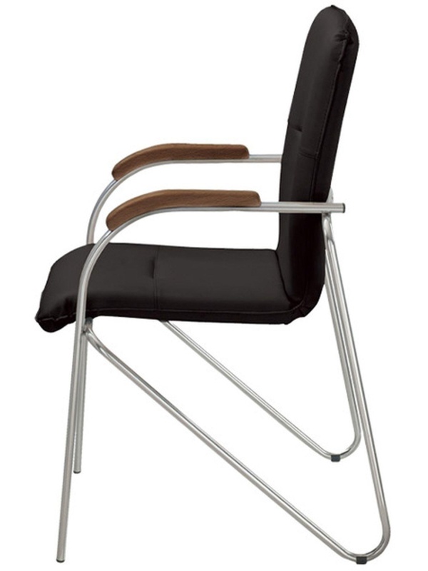 Конференц-кресло UA_EChair SAMBA Chrome к/з черный/орех (V-4 1.031)