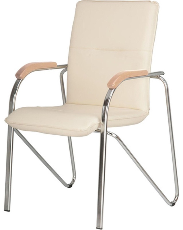 Конференц-кресло UA_EChair SAMBA Chrome к/з бежев./бук (V-18 1.007)