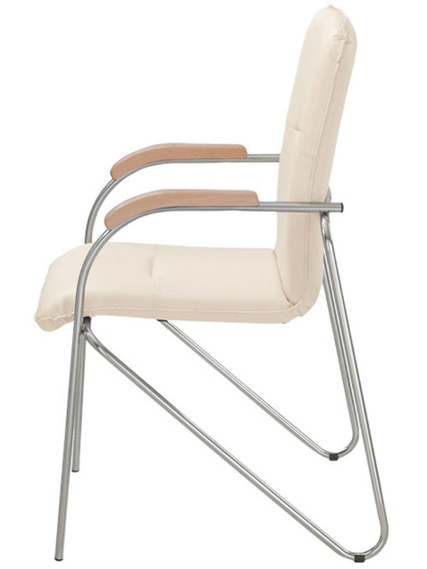 Конференц-кресло UA_EChair SAMBA Chrome к/з бежев./бук (V-18 1.007)