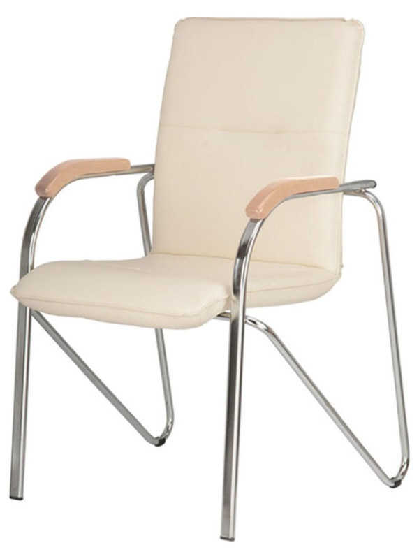 Конференц-кресло UA_EChair SAMBA Chrome к/з бежев./бук (V-18 1.007)