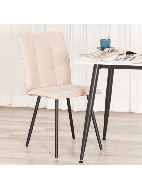 Стул Комус Мебель Flame велюр , 41х55х89, бежевый/черный