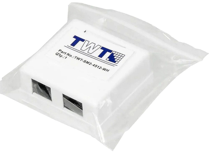 Розетка настенная TWT TWT-SM2-4512-WH, RJ-45 кат.5е + RJ-12, UTP, белая