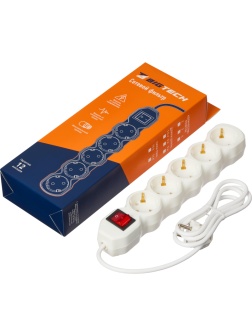Сетевой фильтр BigTech ST510-1,5-W(5р/1,5м/10А/2,2кВт/3х0,75 мм2/белый)
