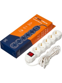 Сетевой фильтр BigTech ST510-3-W(5р/3м/10А/2,2кВт/3х0,75 мм2/белый)