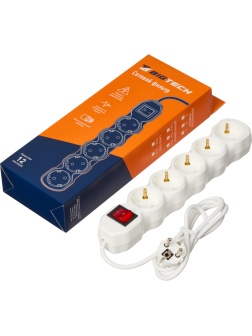 Сетевой фильтр BigTech ST516-1,5-W(5р/1,5м/16А/3,5кВт/3х1 мм2/белый)