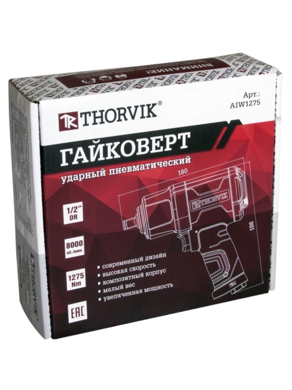 Гайковерт пневматический ударный Thorvik AIW1275, 1275 Нм, 1/2