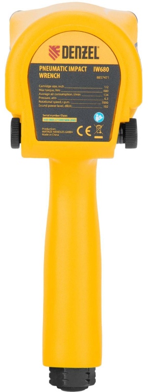 Гайковерт пневматический ударный DENZEL IW680, 1/2, 680 Нм (57471)