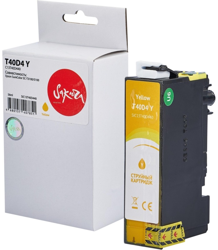 Картридж струйный Sakura SAC13T40D440 для Epson SureColor, желтый, 56 мл