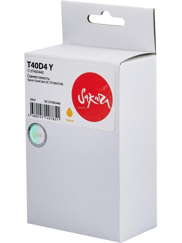 Картридж струйный Sakura SAC13T40D440 для Epson SureColor, желтый, 56 мл
