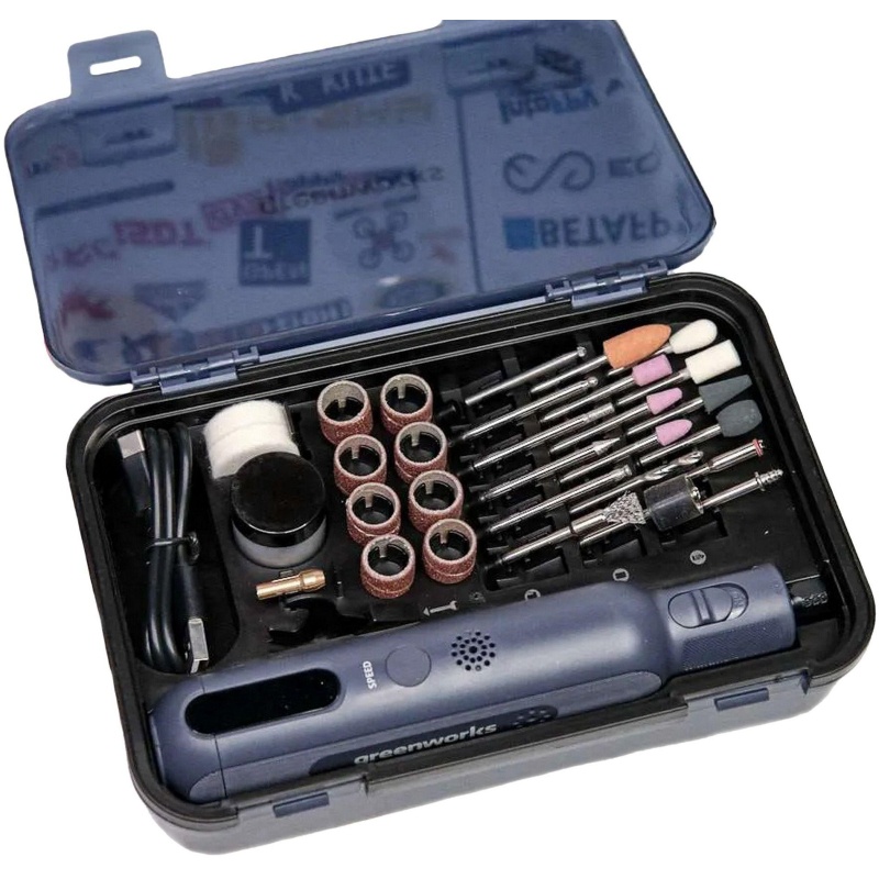 Гравер аккумуляторный Greenworks GPT-8VRT, кейс+оснастка 52 шт. (3200707)