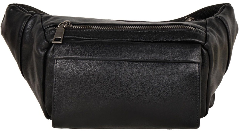 Сумка мужск 2019 черная на пояс из кожи