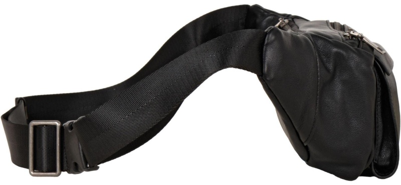 Сумка мужск 2019 черная на пояс из кожи