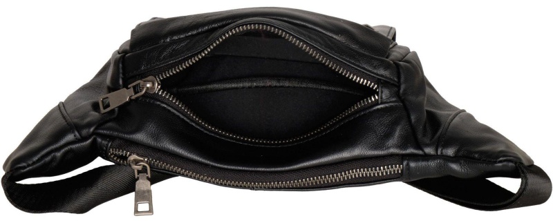 Сумка мужск 2019 черная на пояс из кожи