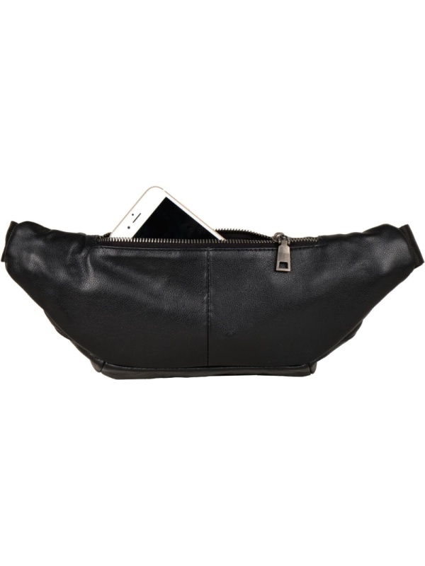 Сумка мужск 2019 черная на пояс из кожи