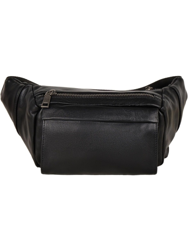 Сумка мужск 2019 черная на пояс из кожи