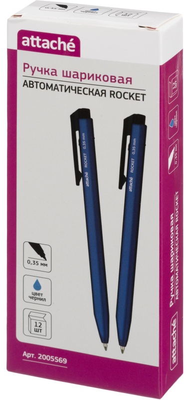 Ручка шариковая автоматическая Attache Rocket, д.ш. 0,5 мм, синяя / 12 шт.