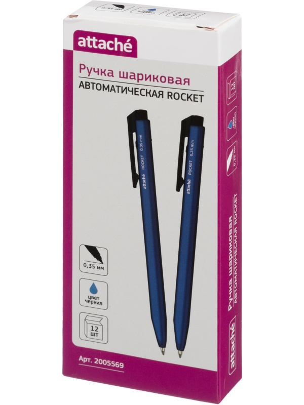 Ручка шариковая автоматическая Attache Rocket, д.ш. 0,5 мм, синяя / 12 шт.