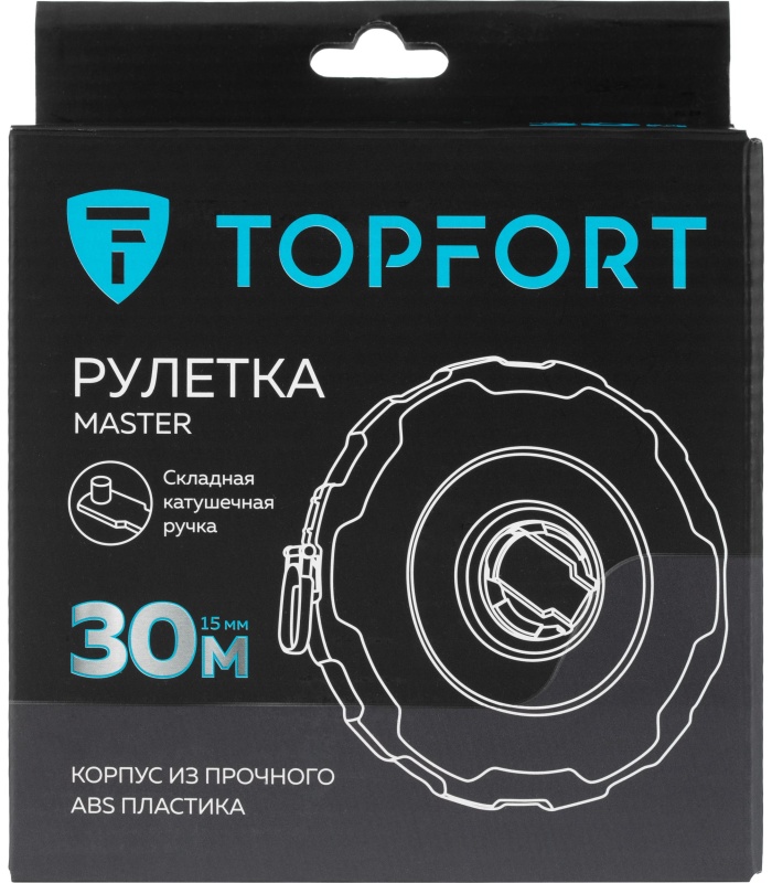 Рулетка геодезическая TOPFORT Master 30 м х 15 мм в прорезин корп (2019130)