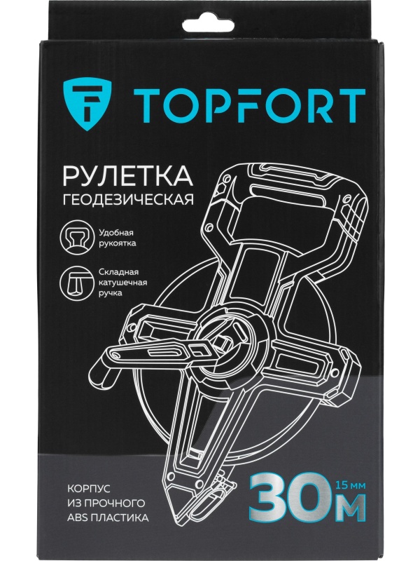 Рулетка геодезическая TOPFORT Geo 30 м х 15 мм (2019141)