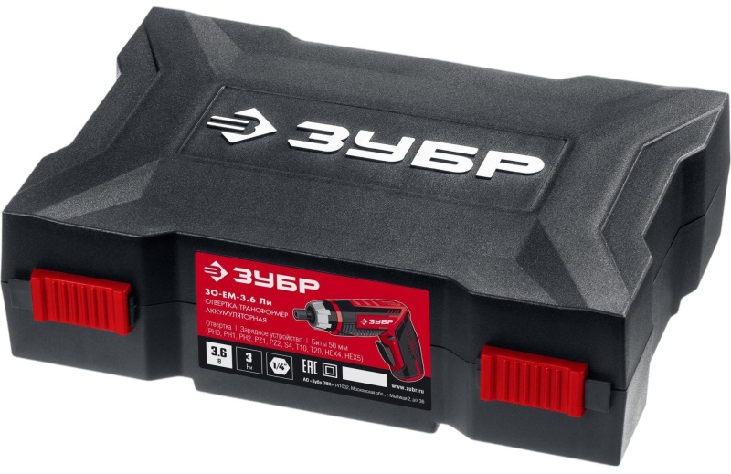 Отвертка  аккумуляторная трансформер ЗУБР ViX-T 10 бит (ЗО-ЕМ-3.6 Ли)