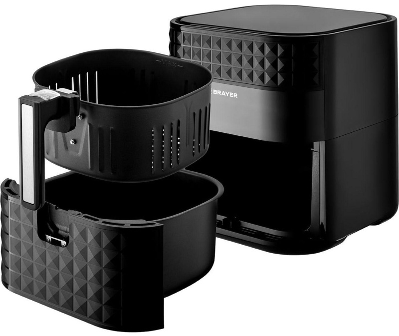 Аэрогриль BRAYER 2035BR,1800Вт,6 л, t. 200С, съем.корз,таймер,LCD, 7 прогр