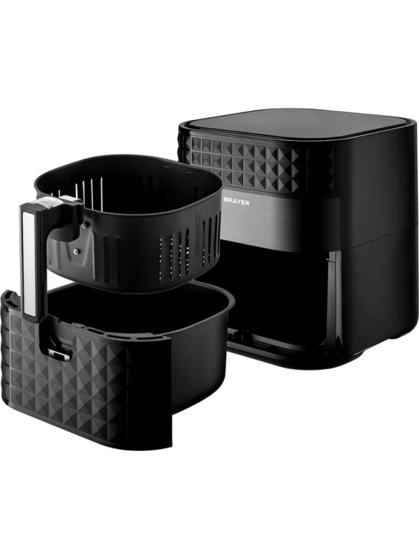 Аэрогриль BRAYER 2035BR,1800Вт,6 л, t. 200С, съем.корз,таймер,LCD, 7 прогр